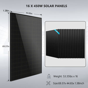 Off-Grid Solar Kit 12000W 48VDC 120/240VAC 20.48KWH Lithium Battery 16 X 450 Watts Solar Panels FR-12K20CP/ FR-12K20CE