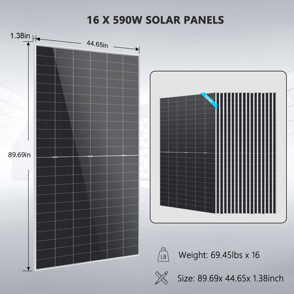 Off-Grid Solar Kit 12000W 48VDC 120/240VAC 30.72KWH Lithium Battery 16 X 590 Watts Solar Panels FR-12K30CP/ FR-12K30CE