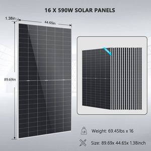 Off-Grid Solar Kit 12000W 48VDC 120/240VAC 30.72KWH Lithium Battery 16 X 590 Watts Solar Panels FR-12K30CP/ FR-12K30CE