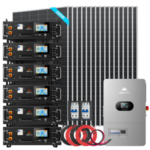 Off-Grid Solar Kit 12000W 48VDC 120/240VAC 30.72KWH Lithium Battery 16 X 590 Watts Solar Panels FR-12K30CP/ FR-12K30CE