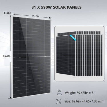 Off-Grid Solar Kit 24KW 48VDC 120/240VAC 61.44KWH-64.28KWH Lithium Battery 31 X 590 Watts Solar Panels FR-24K60CP/ FR-24K64PM