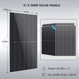 Off-Grid Solar Kit 24KW 48VDC 120/240VAC 61.44KWH Lithium Battery 31 X 590 Watts Solar Panels FR-24K60CP