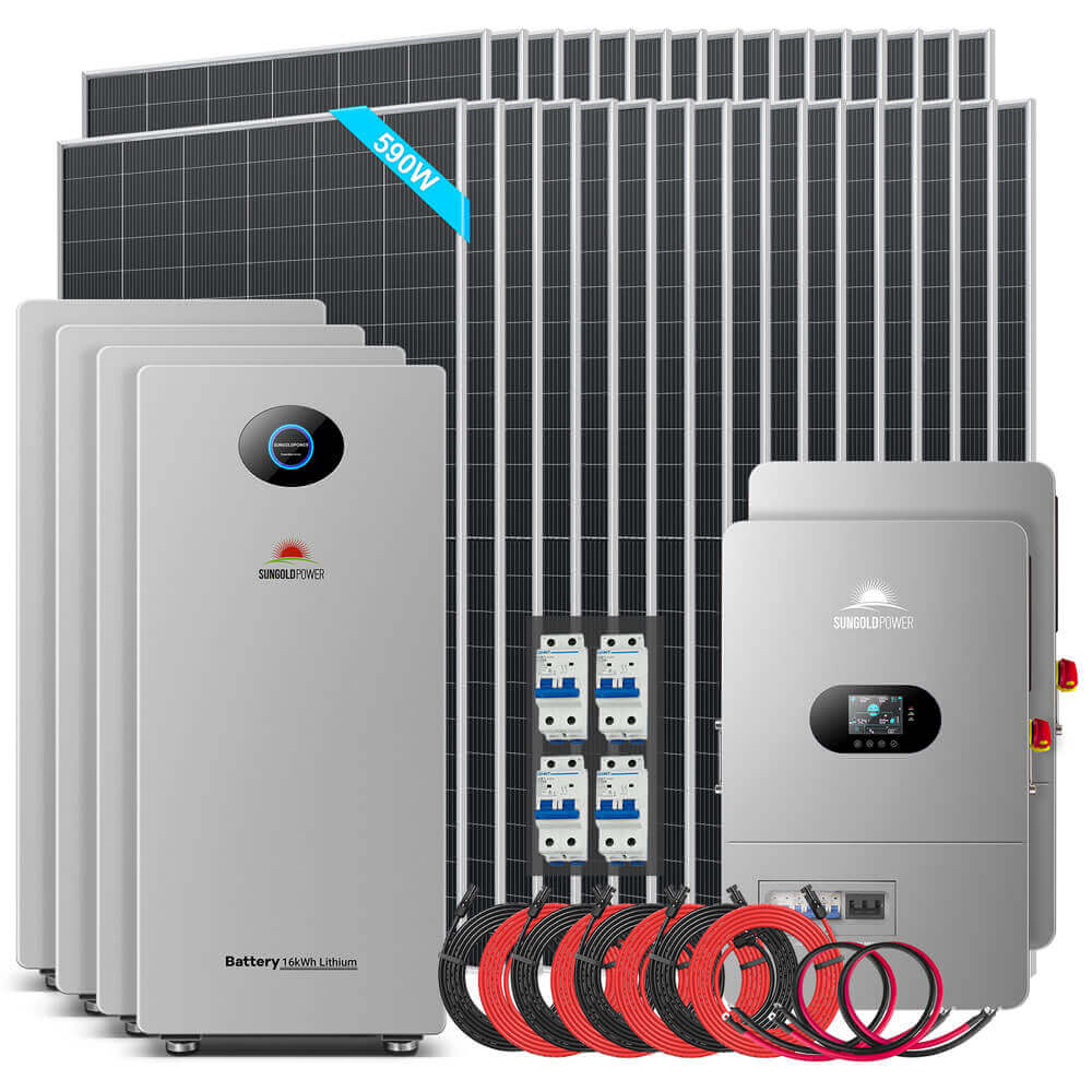 Off-Grid Solar Kit 24KW 48VDC 120/240VAC 61.44KWH-64.28KWH Lithium Battery 31 X 590 Watts Solar Panels FR-24K60CP/ FR-24K64PM