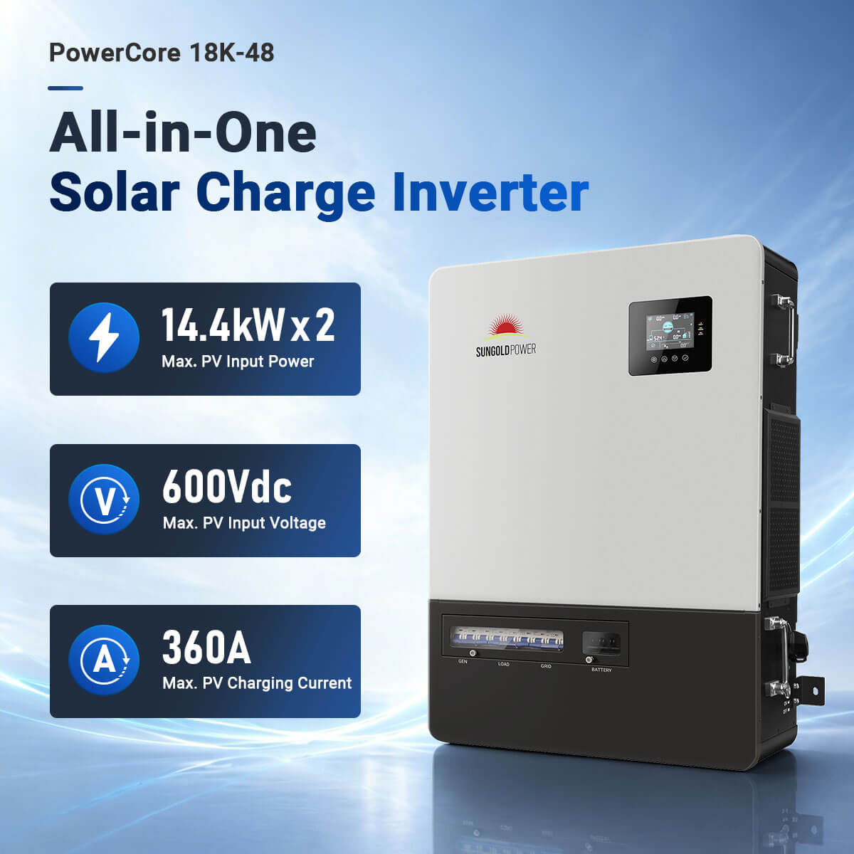 18KW 48V Three-Phase Power All-in-One Solar Charge Inverter PowerCore 18K-48