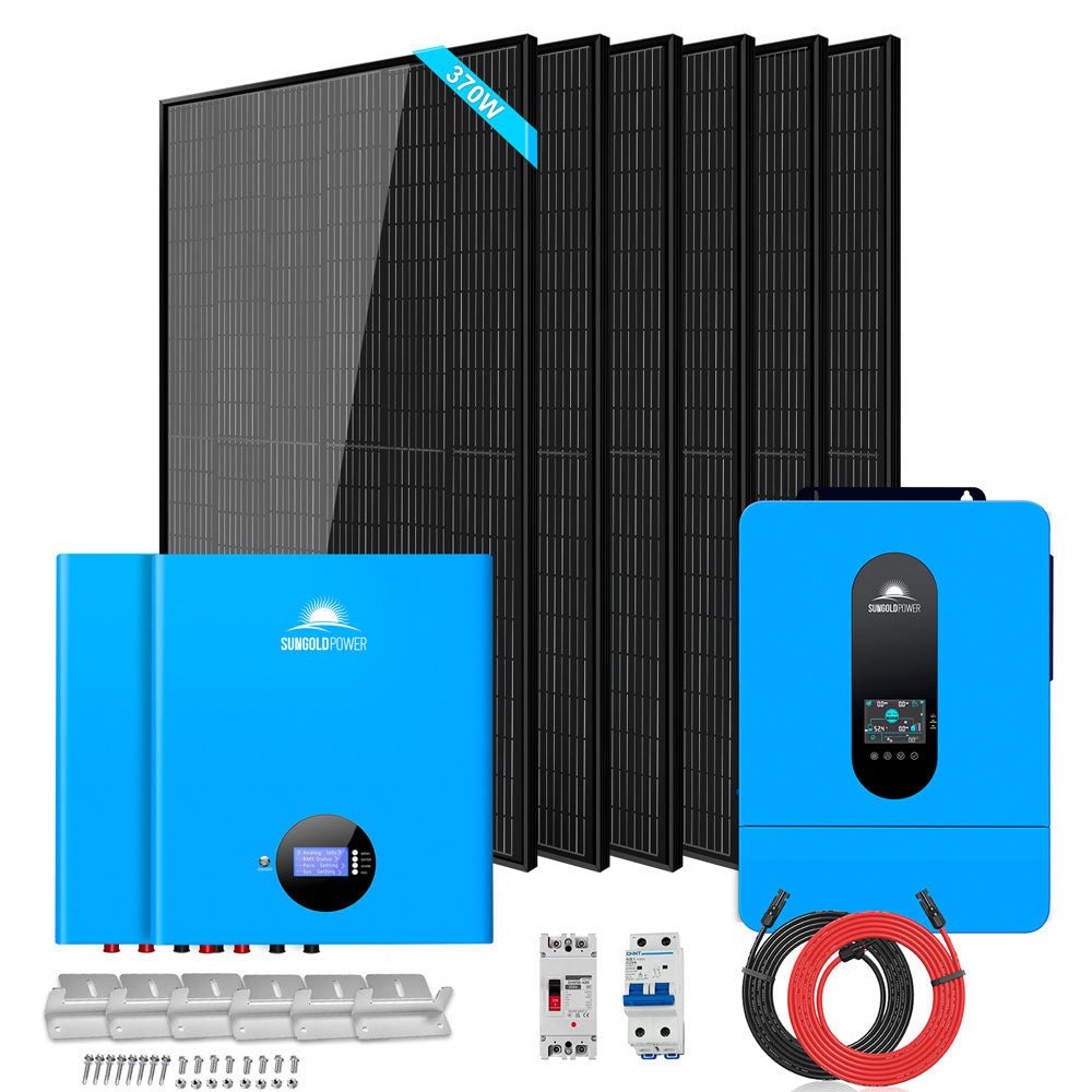 Off-Grid Solar Kit 6500W 48VDC 120/240VAC 10.24KWH Lithium Battery 6 X 370 Watts Solar Panels SGM-6510M