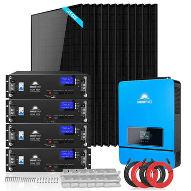 Off-Grid Solar Kit 8000W 48VDC 120V/240V LifePo4 10.24KWH-16.07KWH Lithium Battery 8 X 415 Watts Solar Panels SGR-8K10E