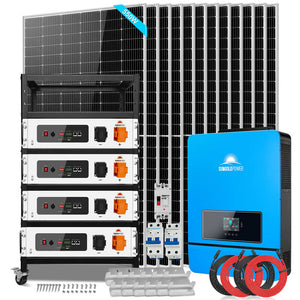 OFF GRID SOLAR KIT 12 X 550 WATTS SOLAR PANELS 25.6KWH LITHIUM BATTERY 10KW SOLAR INVERTER 48VDC 120V/240V SGR-10K25S