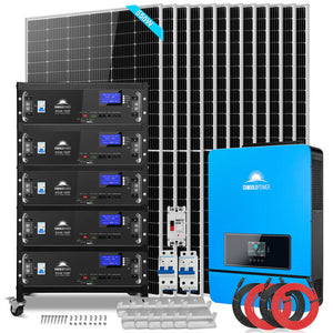 OFF GRID SOLAR KIT 12 X 550 WATTS SOLAR PANELS 25.6KWH LITHIUM BATTERY 10KW SOLAR INVERTER 48VDC 120V/240V SGR-10K25S