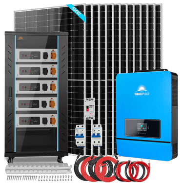 OFF GRID SOLAR KIT 12 X 550 WATTS SOLAR PANELS 20.48KWH-32.14KWH LITHIUM BATTERY 10KW SOLAR INVERTER 48VDC 120V/240V SGR-10K25S