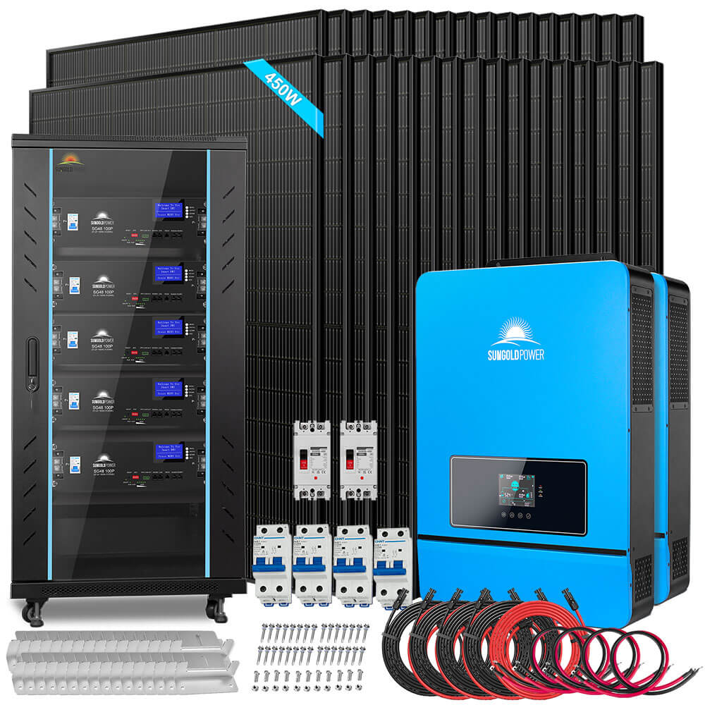 OFF GRID SOLAR KIT 16KW 48VDC 120V/240V LIFEPO4 25.6KWH LITHIUM BATTERY 32 X 450 WATTS SOLAR PANELS SGR-16K25E