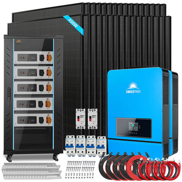 OFF GRID SOLAR KIT 16KW 48VDC 120V/240V LIFEPO4 25.6KWH LITHIUM BATTERY 32 X 450 WATTS SOLAR PANELS SGR-16K25E