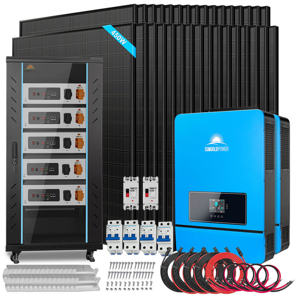 OFF GRID SOLAR KIT 16KW 48VDC 120V/240V LIFEPO4 25.6KWH LITHIUM BATTERY 32 X 450 WATTS SOLAR PANELS SGR-16K25E