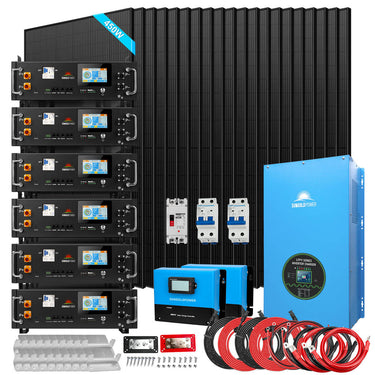 Off-Grid Solar Kits 12kW/15kW/18kW Options 120V/240V with 48v LiFePO4 Lithium Batteries & 450 Watts Solar Panels SGR-18K20E