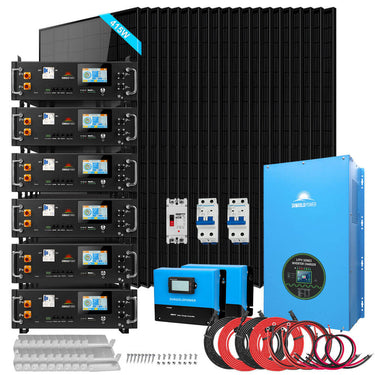Off-Grid Solar Kits 12kW/15kW/18kW Options 120V/240V with 48v LiFePO4 Lithium Batteries & 415w Solar Panels SGR-18K20E