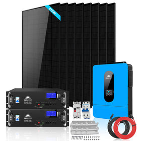 Off-Grid Solar Kit 8000W 48VDC 120V/240V LifePo4 10.24KWH-16.07KWH Lithium Battery 8 X 415 Watts Solar Panels SGR-8K10E