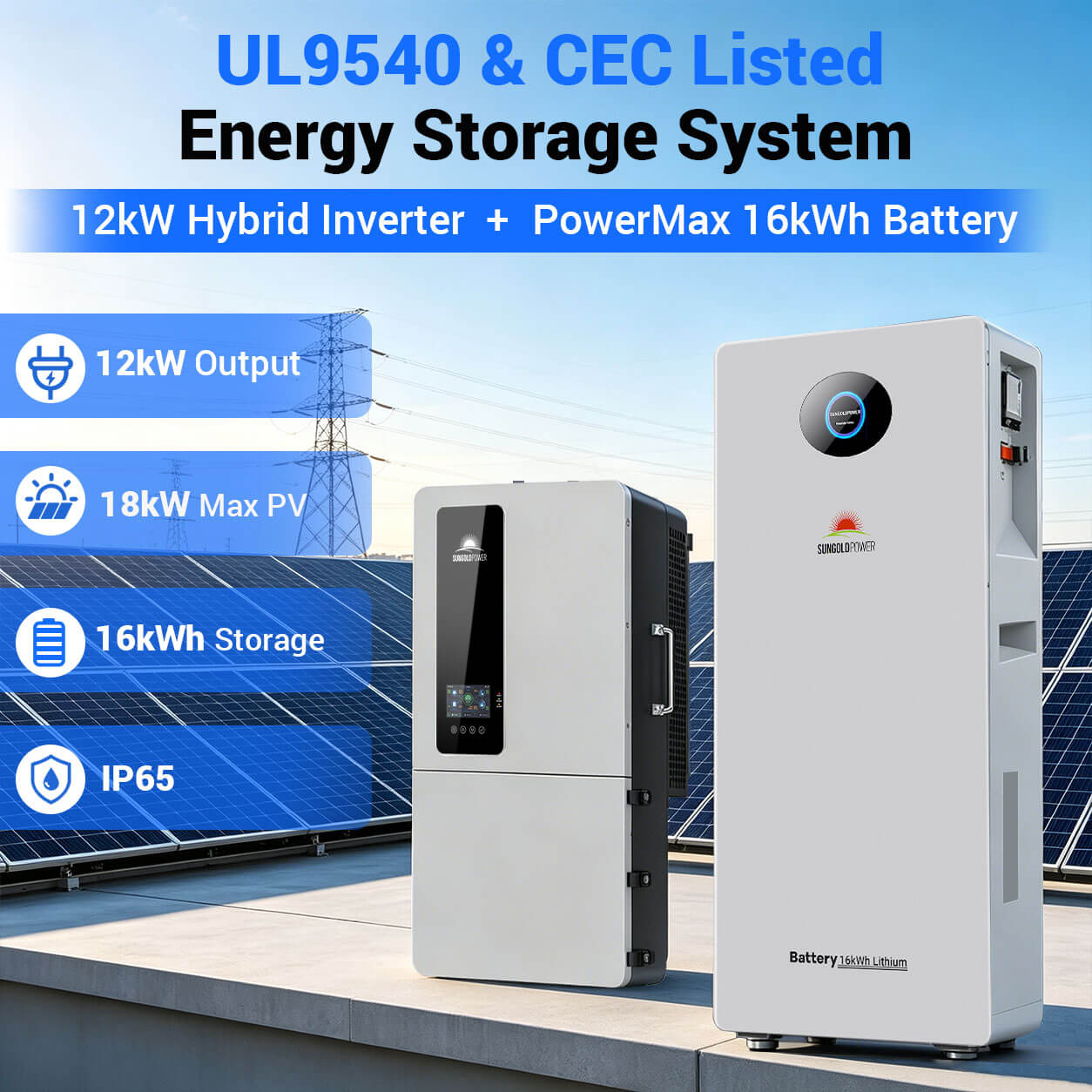 12kW Hybrid Inverter + 16kWh PowerMax Battery | Up to 18kW PV Input, 200A ESS Bundle
