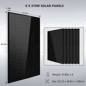 Off-Grid Solar Kit 6500W 48VDC 120/240VAC 5.12KWH PowerWall Lithium Battery 6 X 370 Watts Solar Panels SGM-655M