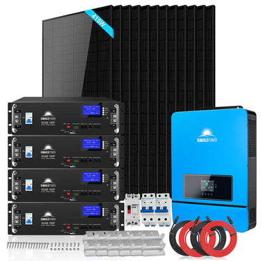 Off-Grid Solar Kit 8000W 48VDC 120V/240V LifePo4 10.24KWH-16.07KWH Lithium Battery 8 X 415 Watts Solar Panels SGR-8K10E