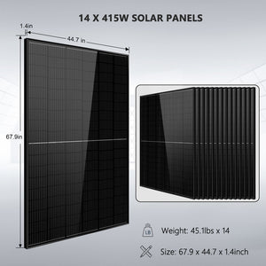 Off-Grid Solar Kit 13000W 48VDC 120V/240V LifePo4 20.48KWH Lithium Battery 14 X 415 Watts Solar Panels SGR-13KM