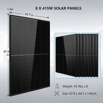 Complete off Grid Solar Panel Kit 6500W 48V 120V output 10.24KWH Lithium  Battery 2700 Watt Solar Panel SGK-65PRO - SunGoldPower