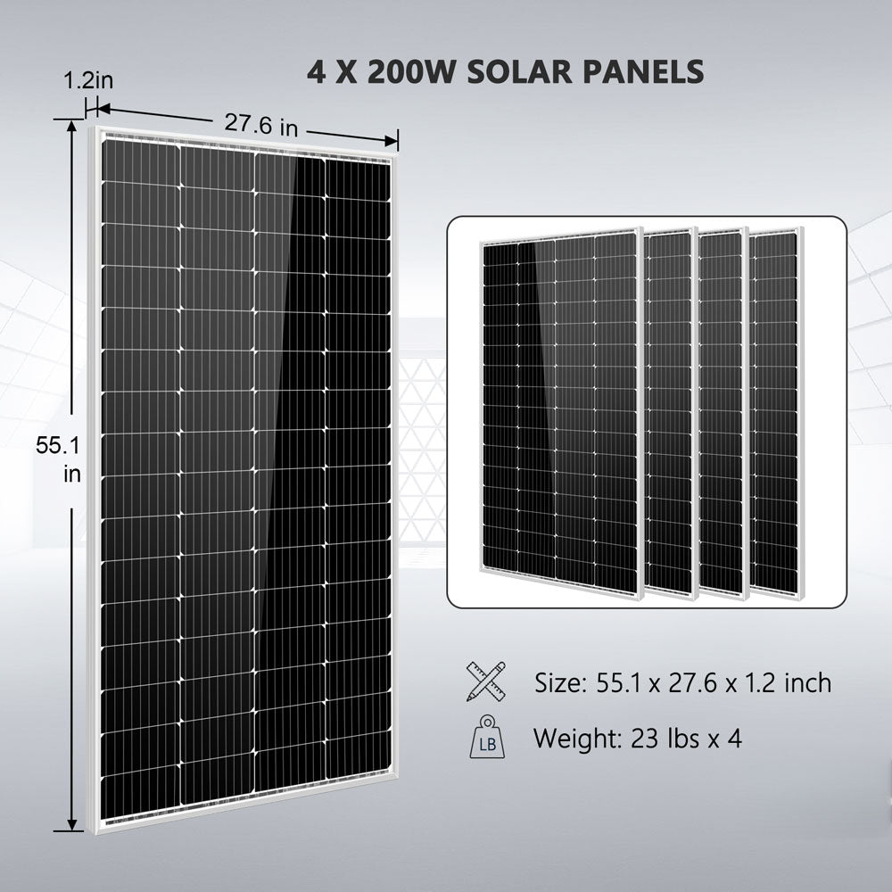 Solar Kit 3000W 24V Inverter 120V output Lithium Battery 800 Watt Solar Panel SGKT-3PRO