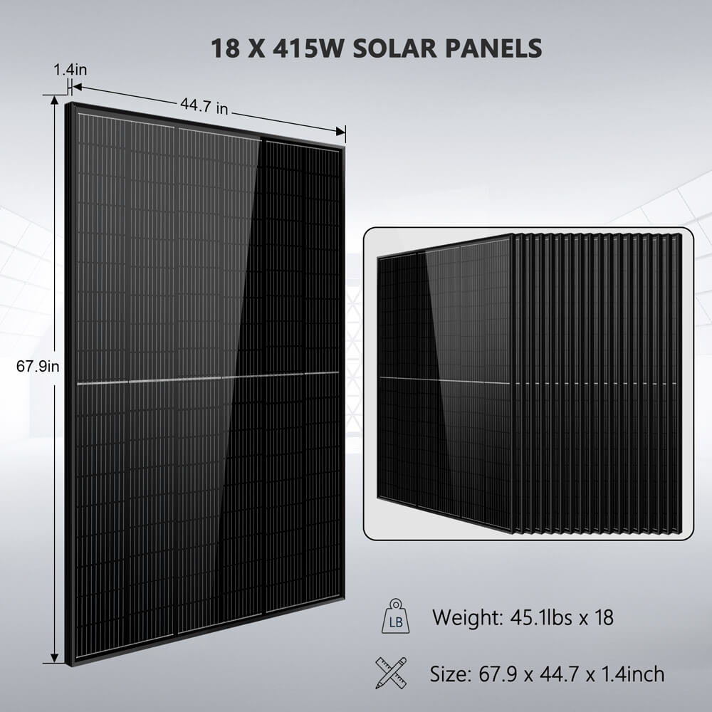 48v Solar Panel Array Off-Grid Solar Kit 18000W 48VDC 120V/240V LifePo4 20.48KWH Lithium Bat ...