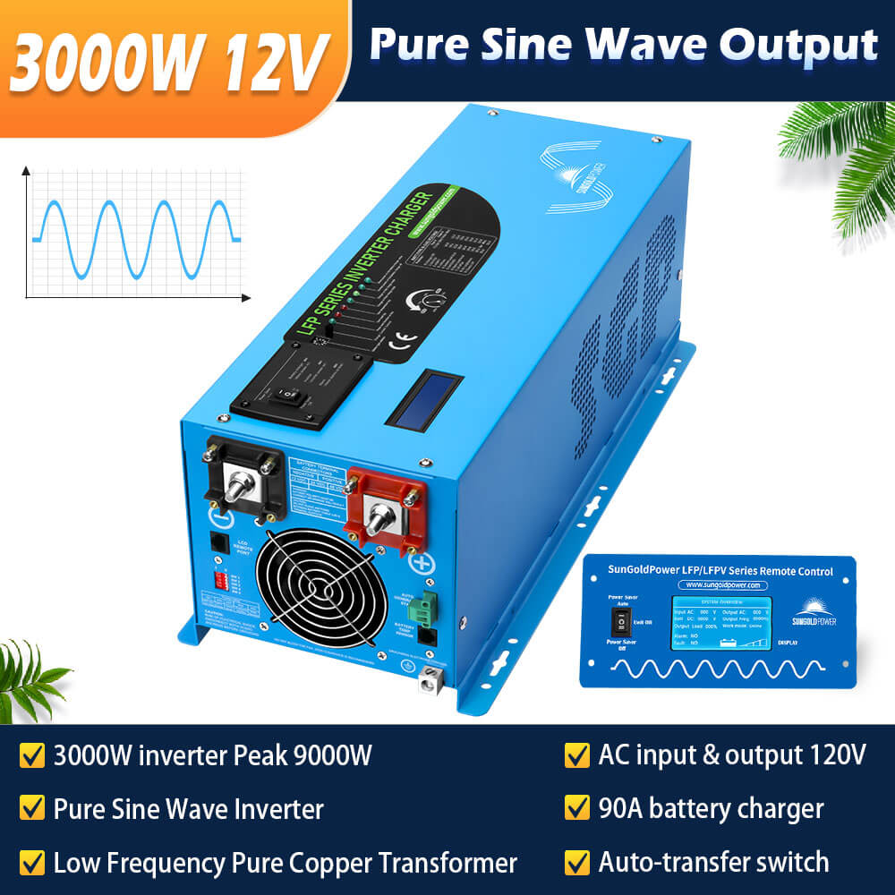 Off Grid Solar Kit 3000W Inverter 12VDC 120V Output LifePO4 Battery 60 ...