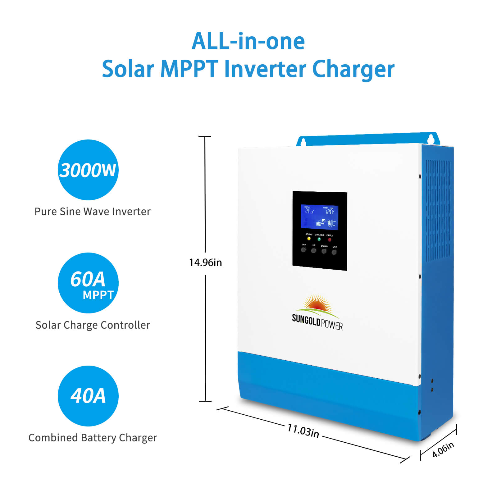 Sungold Power Solar Kit 3000W 24V Inverter 120V Output Lithium Battery 800 Watt Solar Panel 4